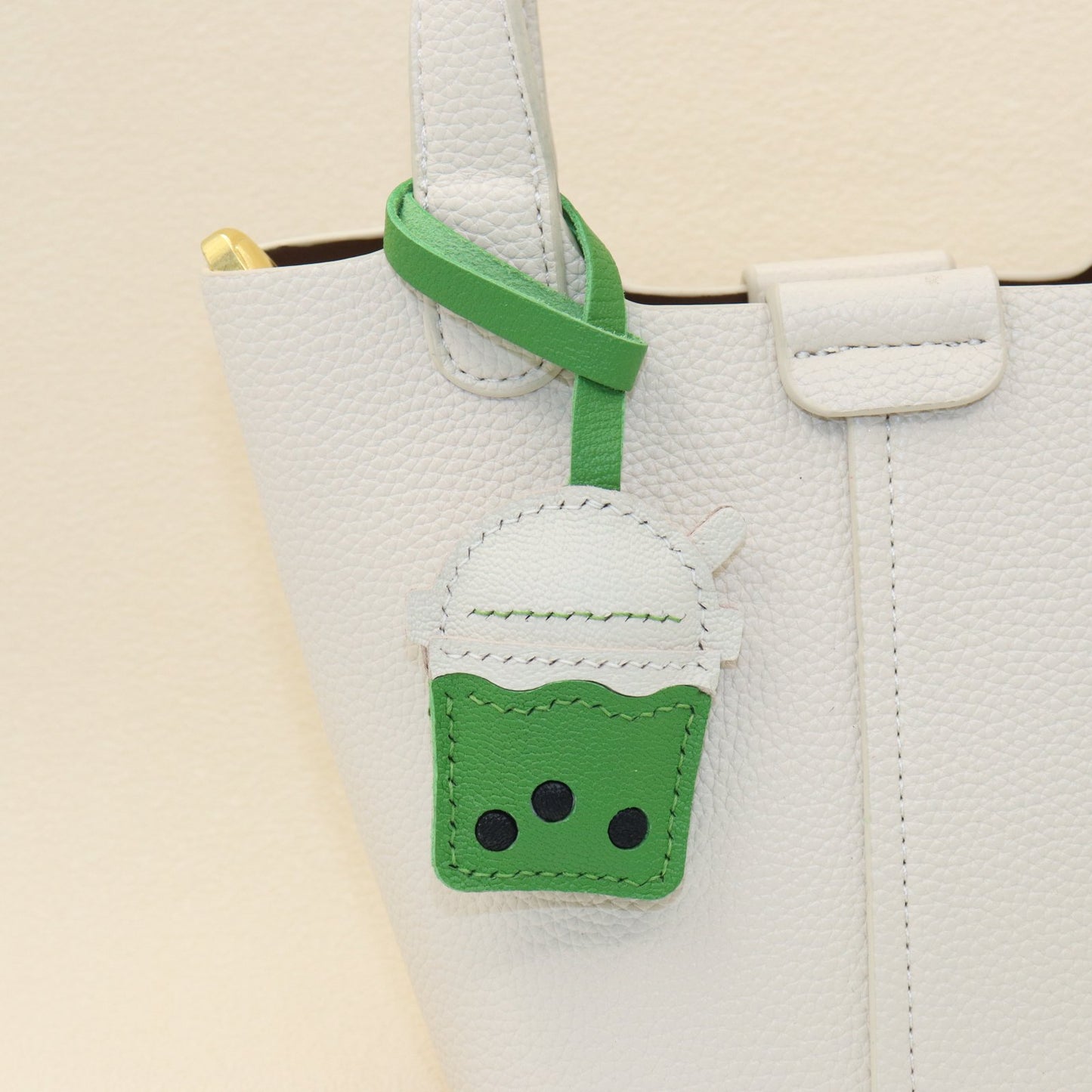 Leather Bubble Tea Cup & French Fries Bag Charm