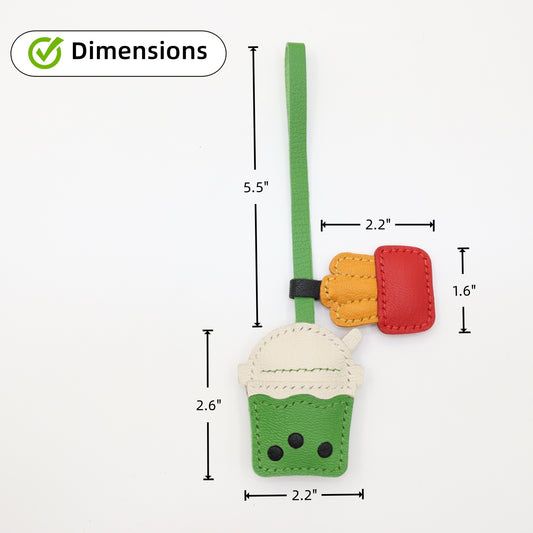Leather Bubble Tea Cup & French Fries Bag Charm