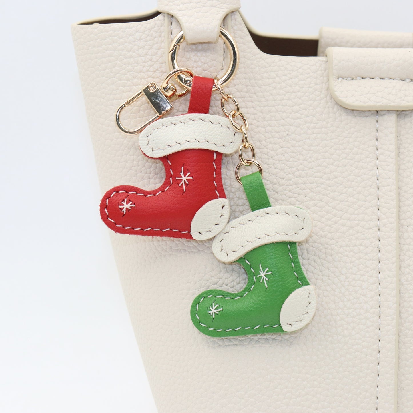 Leather Christmas Stocking Keychain