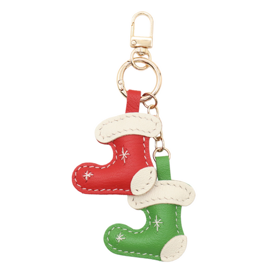 Leather Christmas Stocking Keychain