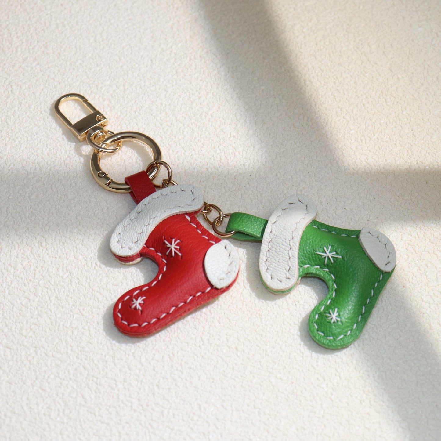 Leather Christmas Stocking Keychain