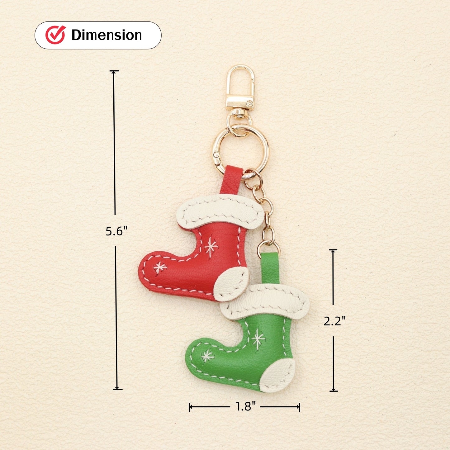 Leather Christmas Stocking Keychain