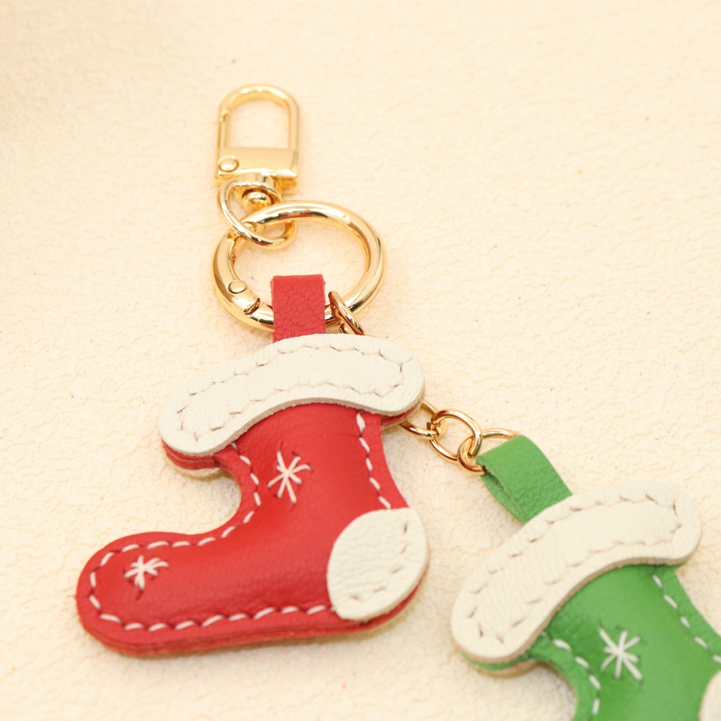 Leather Christmas Stocking Keychain