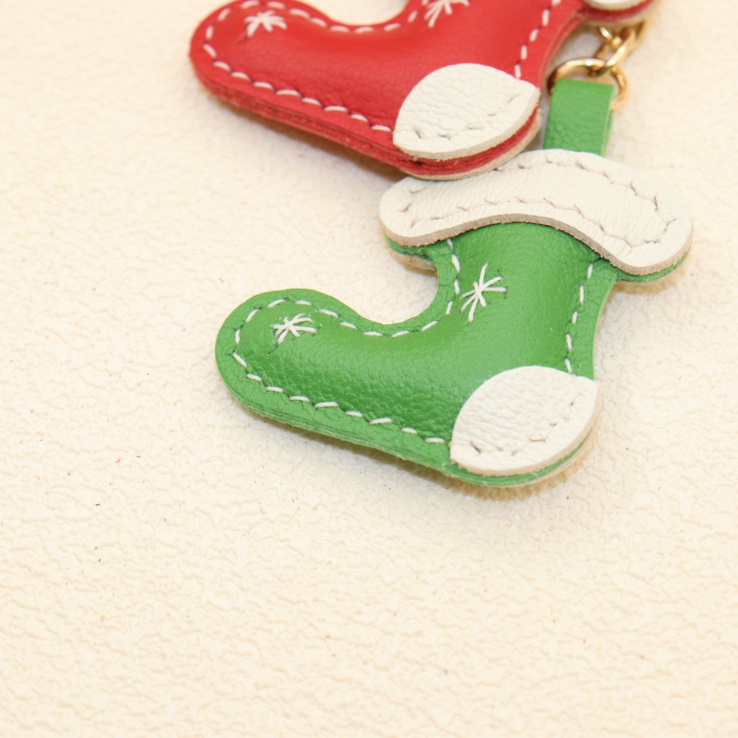 Leather Christmas Stocking Keychain
