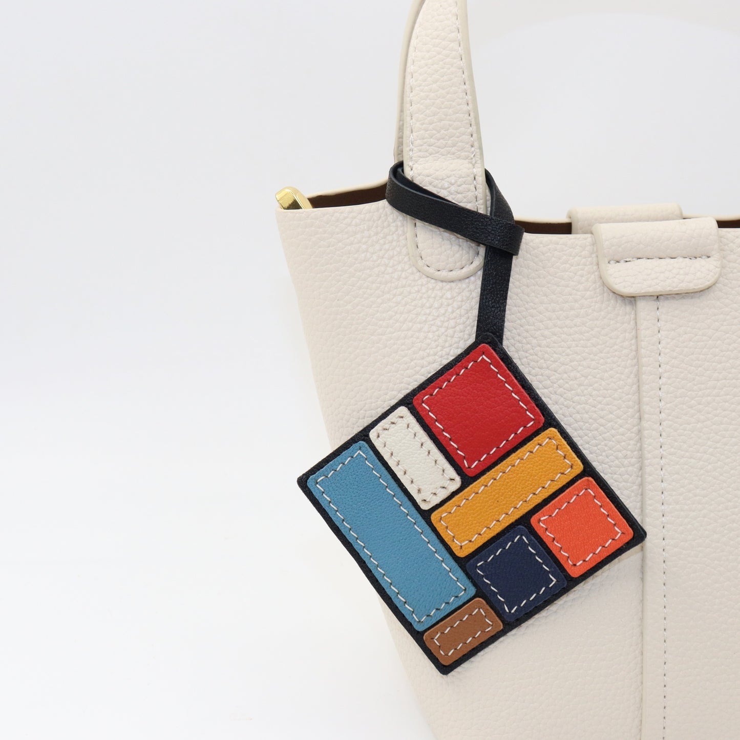 Leather Geometric Art Bag Charm