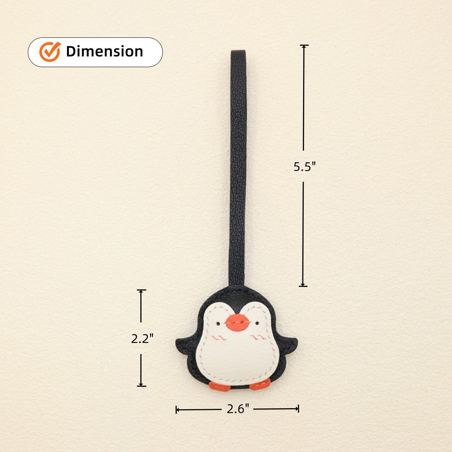 Handmade Penguin Leather Bag Charm Keychain
