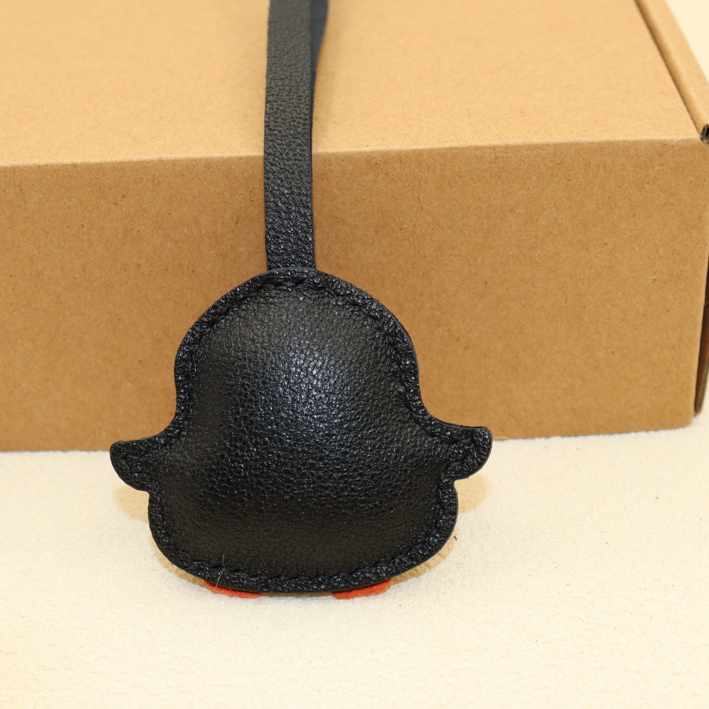 Handmade Penguin Leather Bag Charm Keychain
