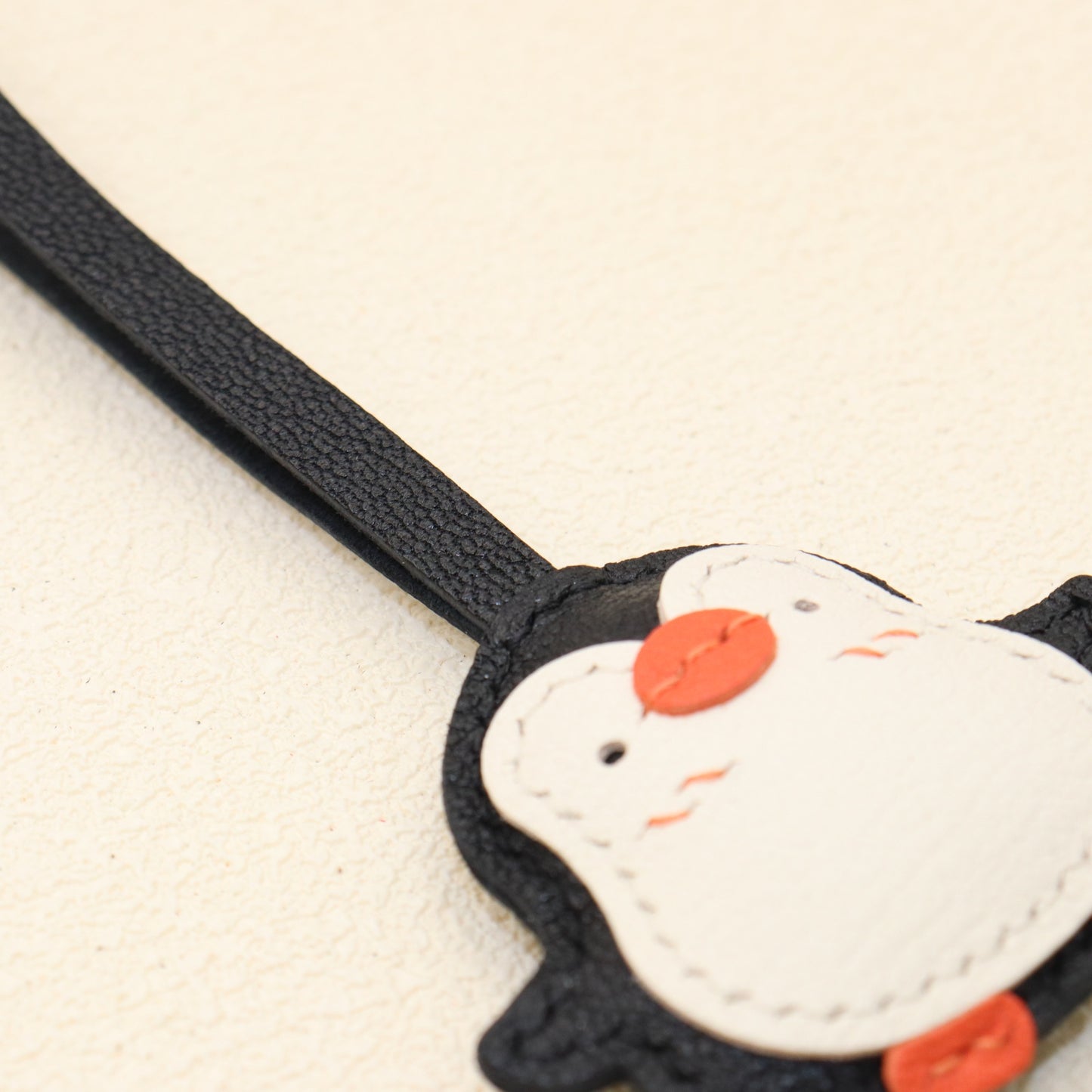 Handmade Penguin Leather Bag Charm Keychain