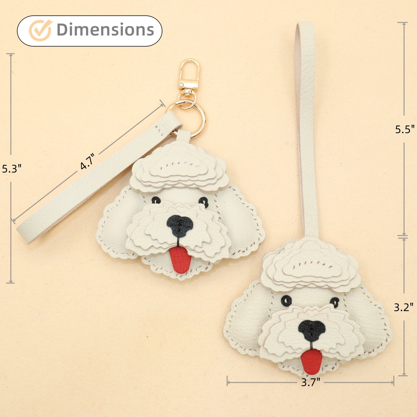 Leather Poodle Dog Bag Charm Keychain