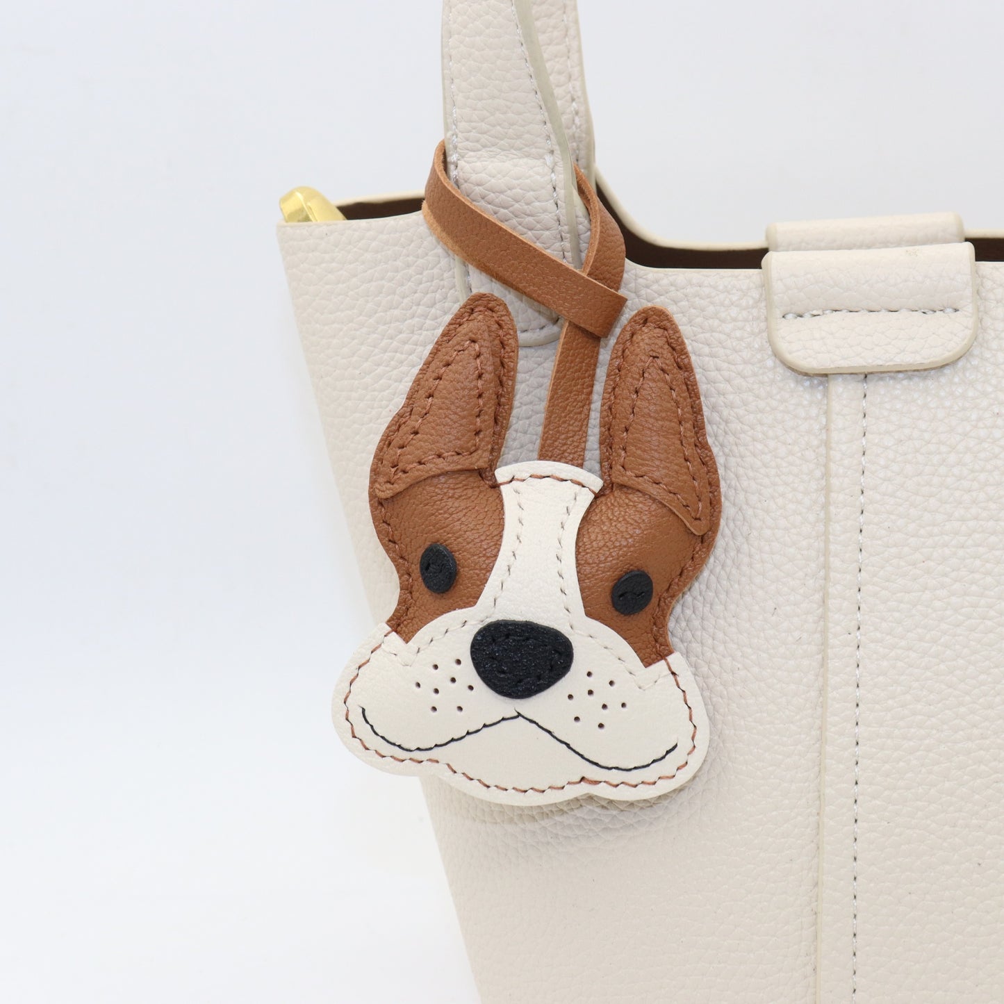French Bulldog Leather Bag Charm Keychain
