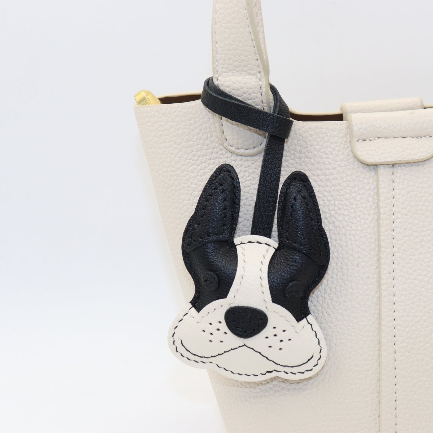 French Bulldog Leather Bag Charm Keychain