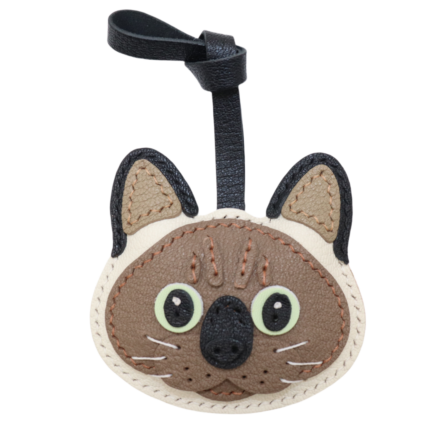 Leather Siamese Cat Bag Charm
