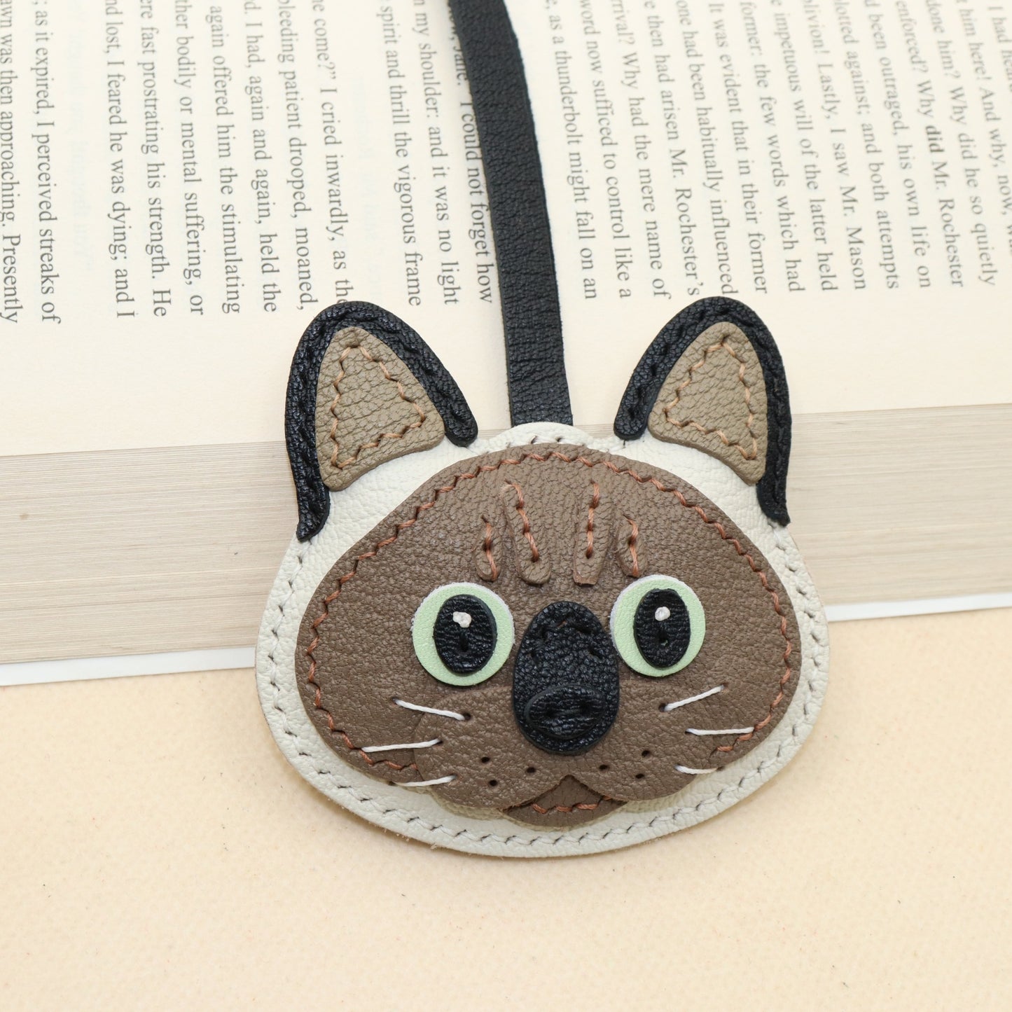 Leather Siamese Cat Bag Charm