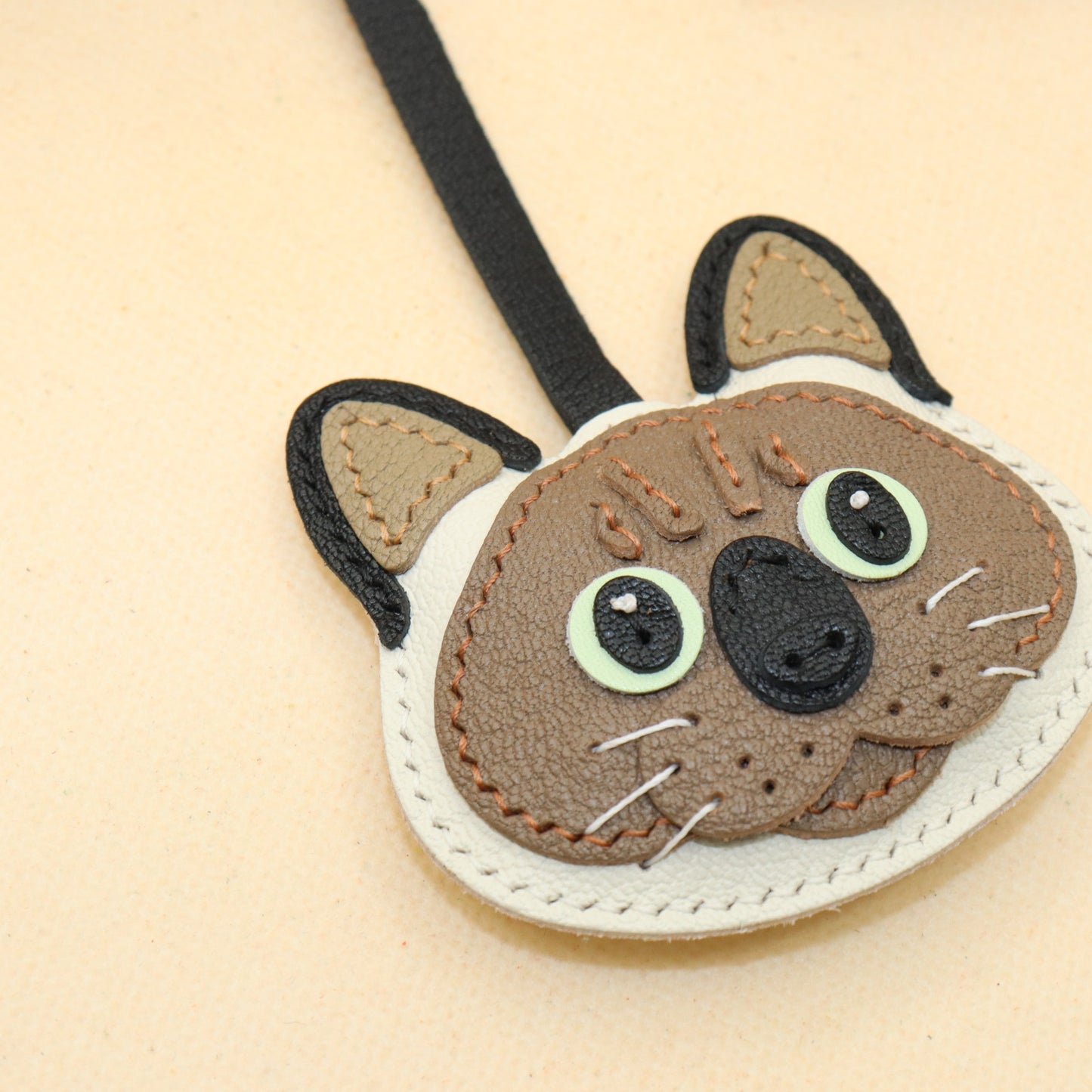 Leather Siamese Cat Bag Charm