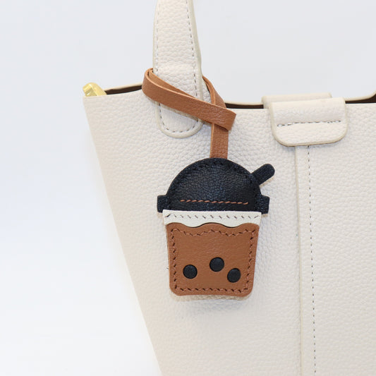 Leather Boba Tea Cup Charm