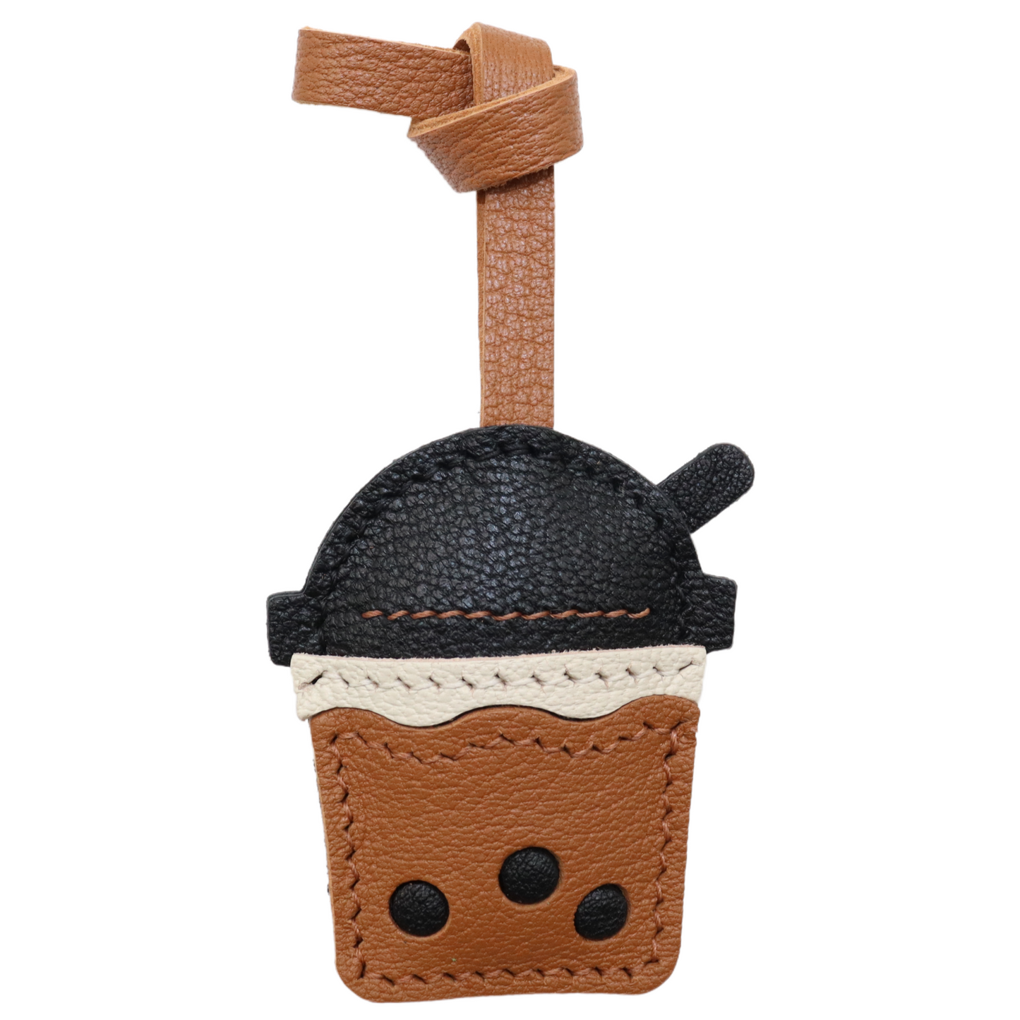 Leather Boba Tea Cup Charm