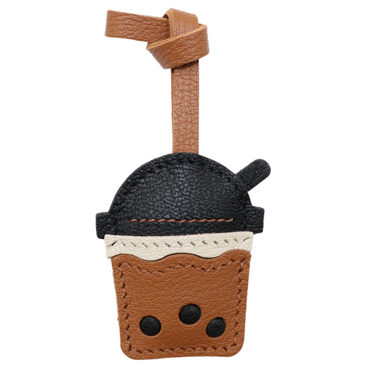 Leather Boba Tea Cup Charm
