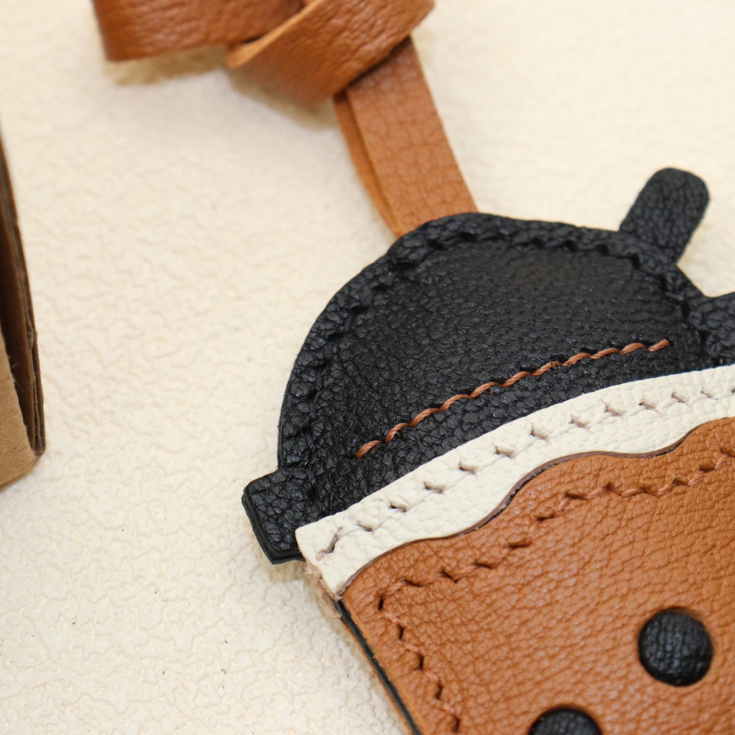 Leather Boba Tea Cup Charm