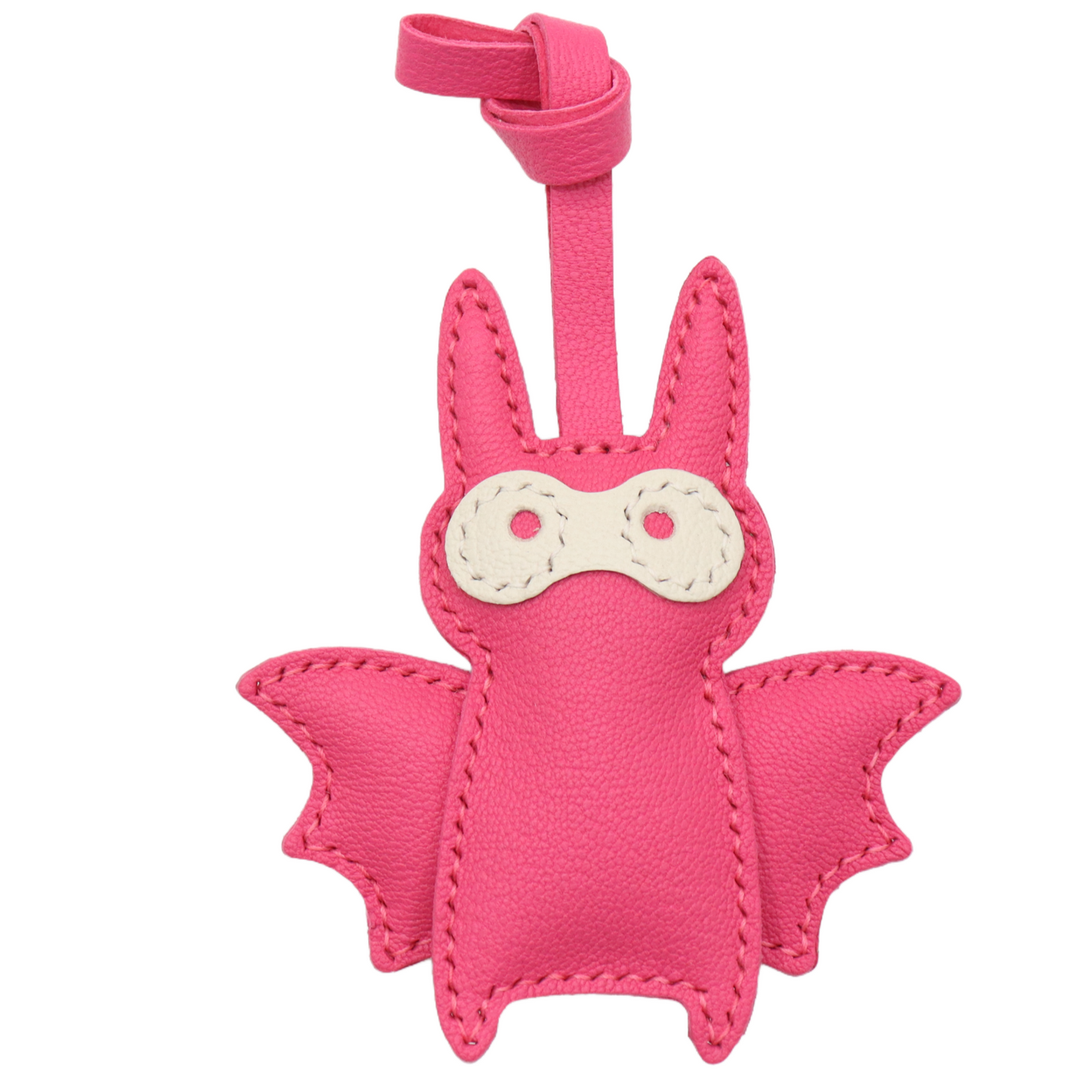 Leather Bat Bag Charm, Black/Green/Pink