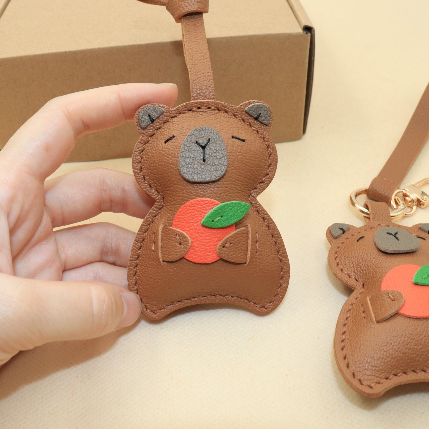 Leather Capybara Bag Charm & Keychain