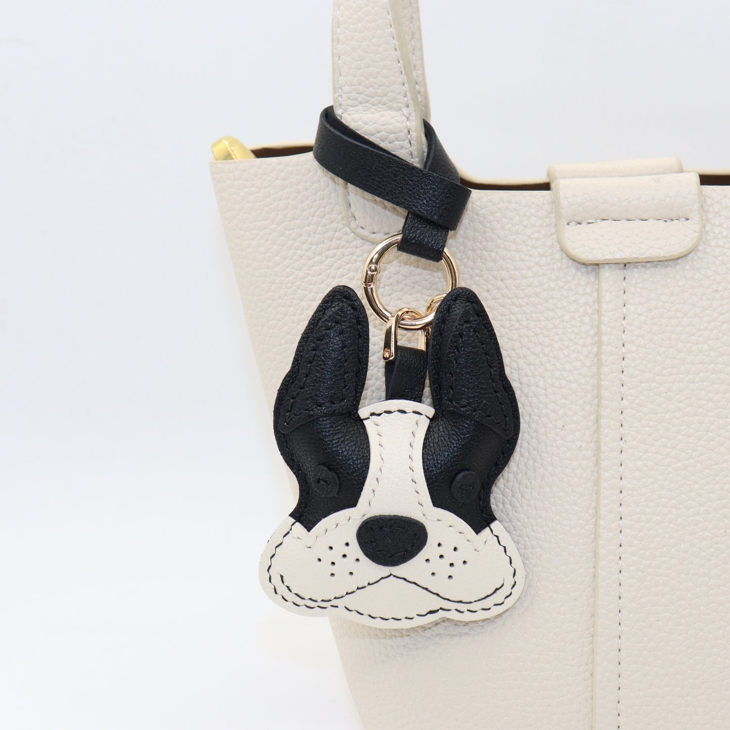 French Bulldog Leather Bag Charm Keychain