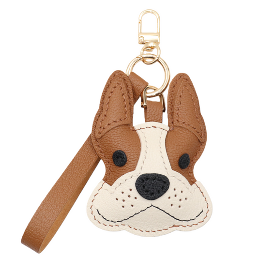 French Bulldog Leather Bag Charm Keychain