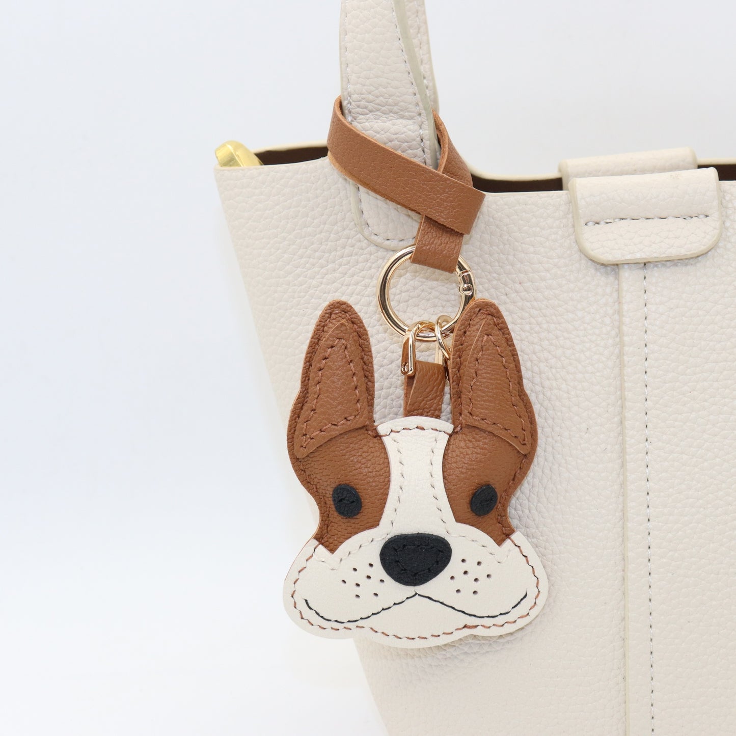 French Bulldog Leather Bag Charm Keychain