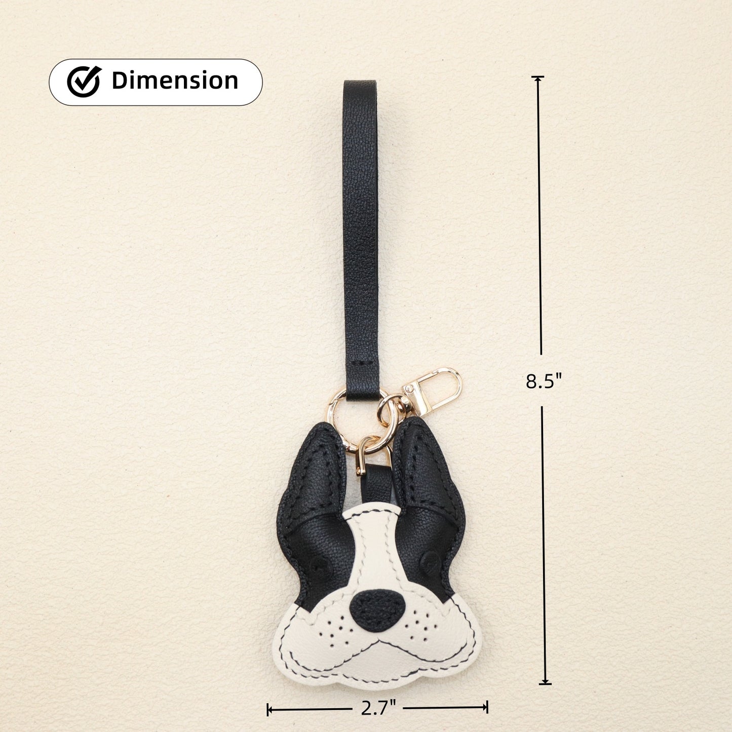 French Bulldog Leather Bag Charm Keychain