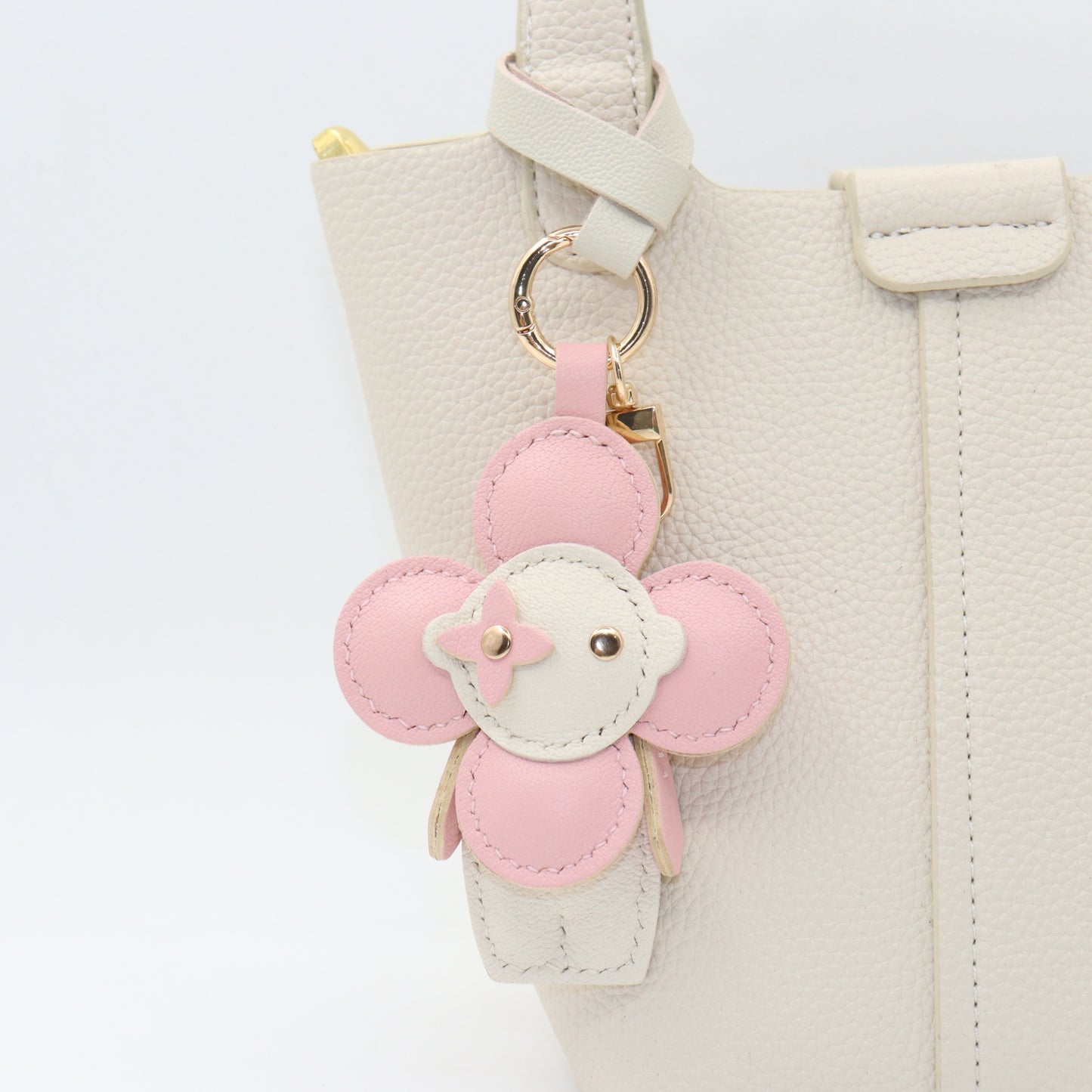 Leather Flower Doll Keychain with Wrist Strap