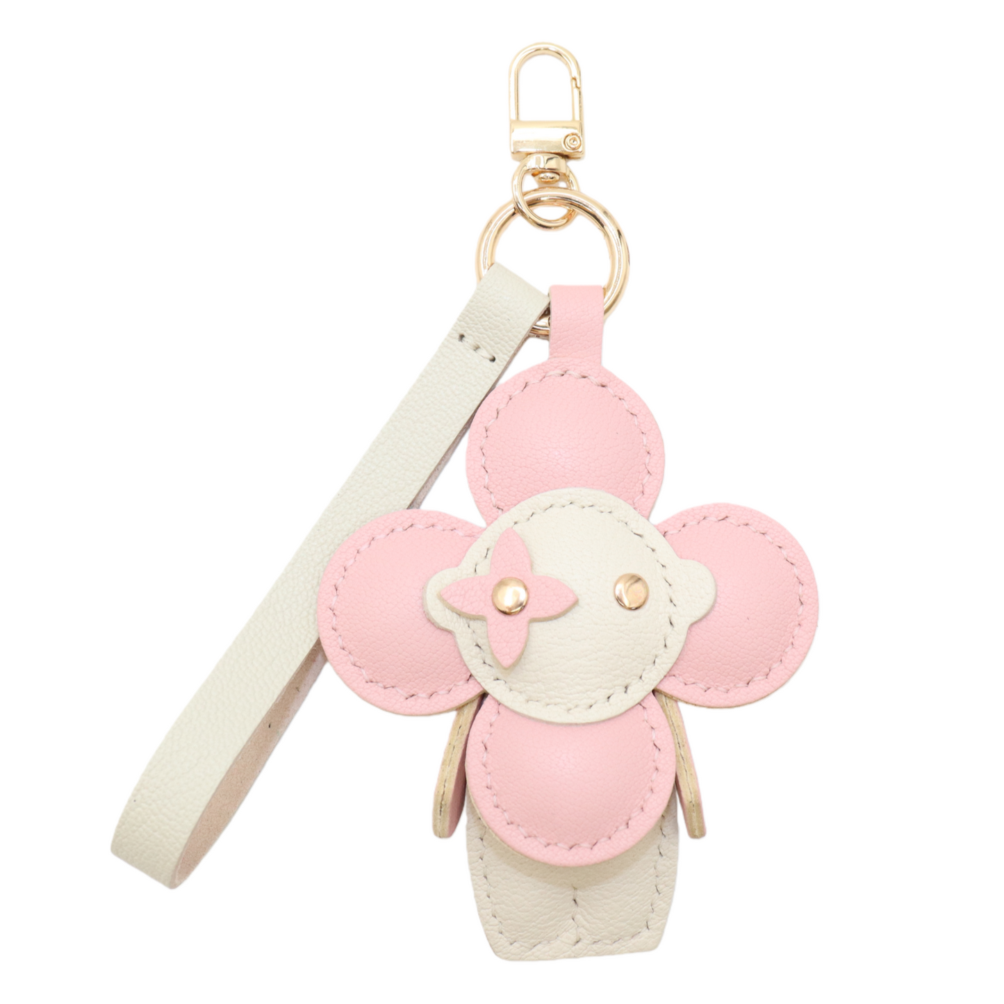 Leather Flower Doll Keychain with Wrist Strap