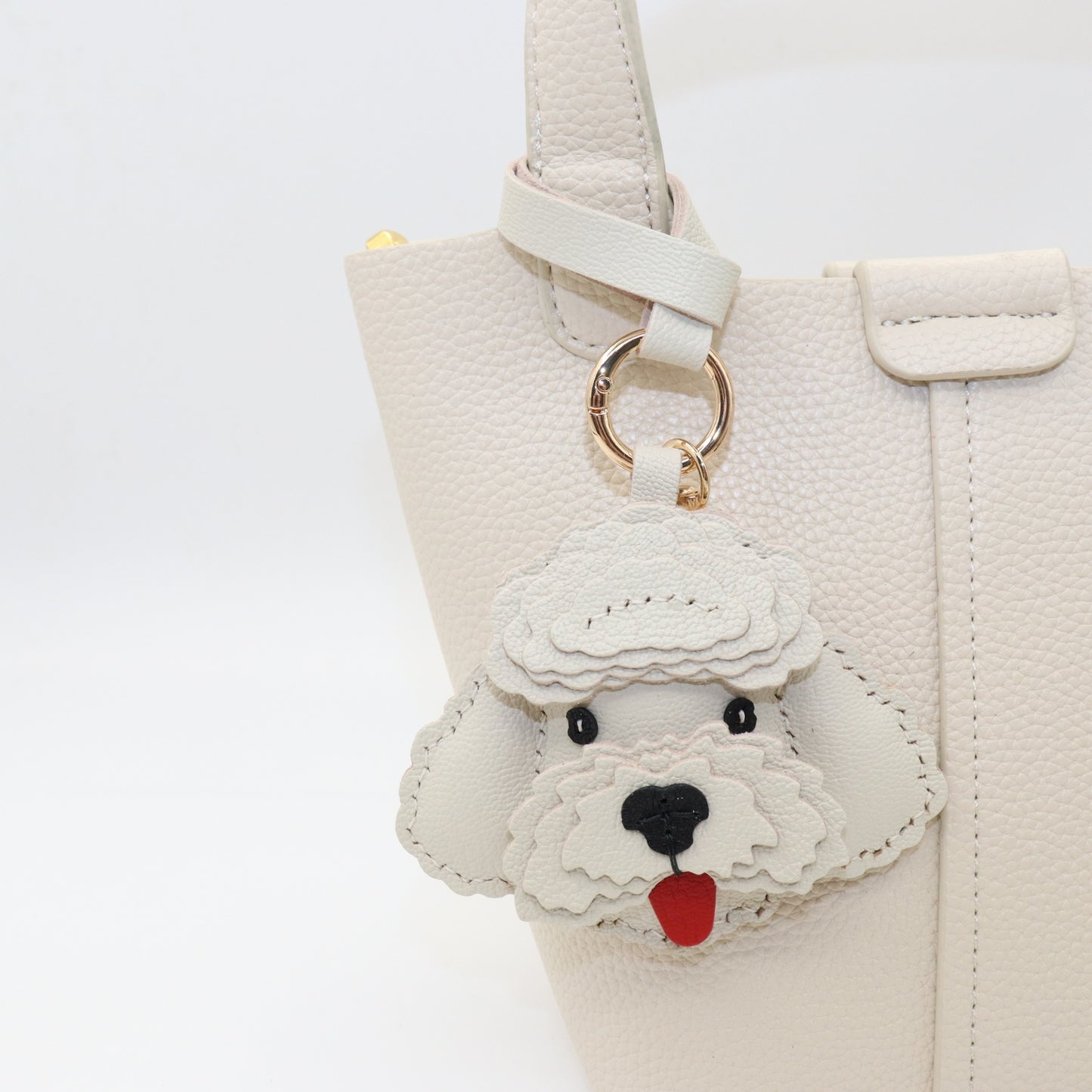 Leather Poodle Dog Bag Charm Keychain