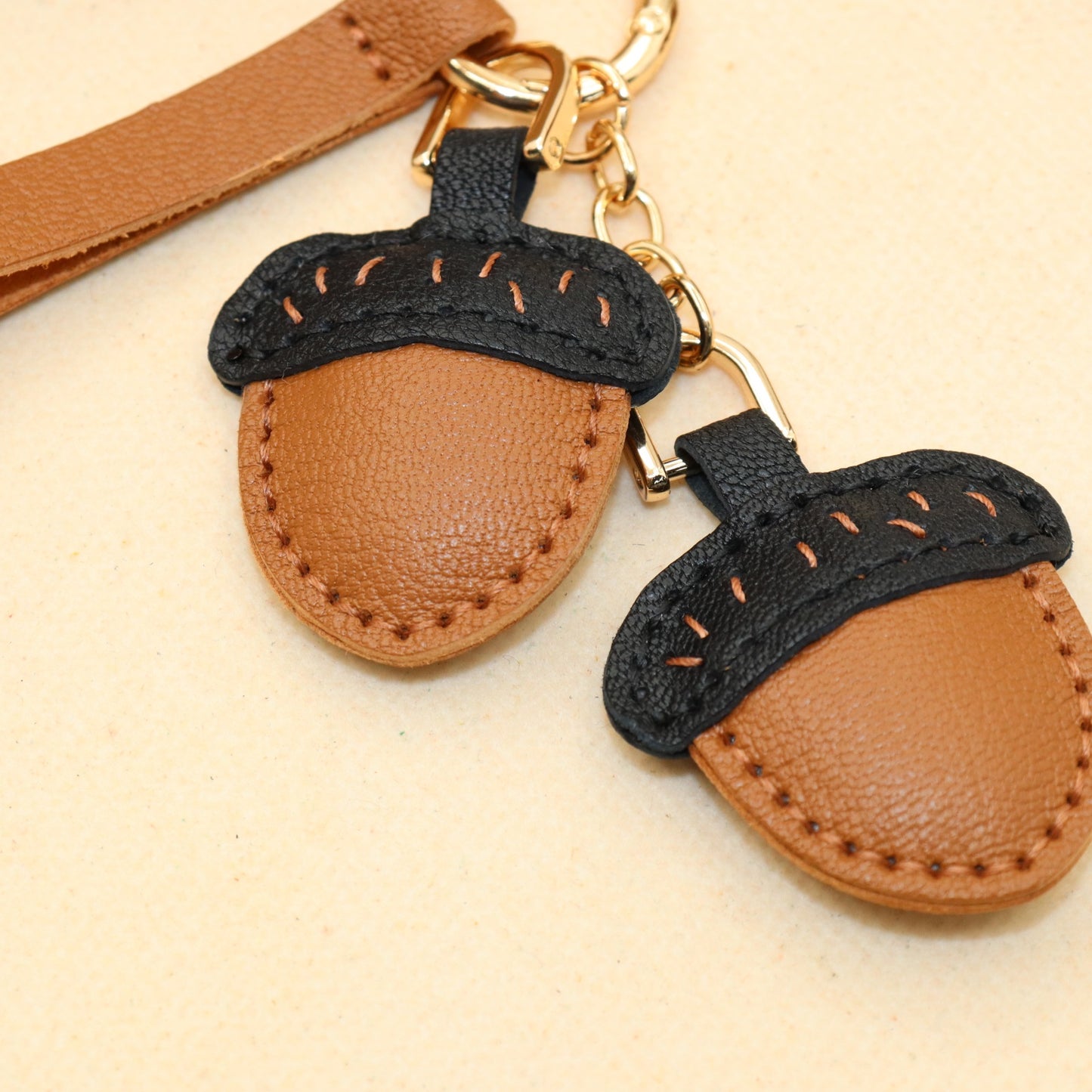 Leather Acorn Keychain