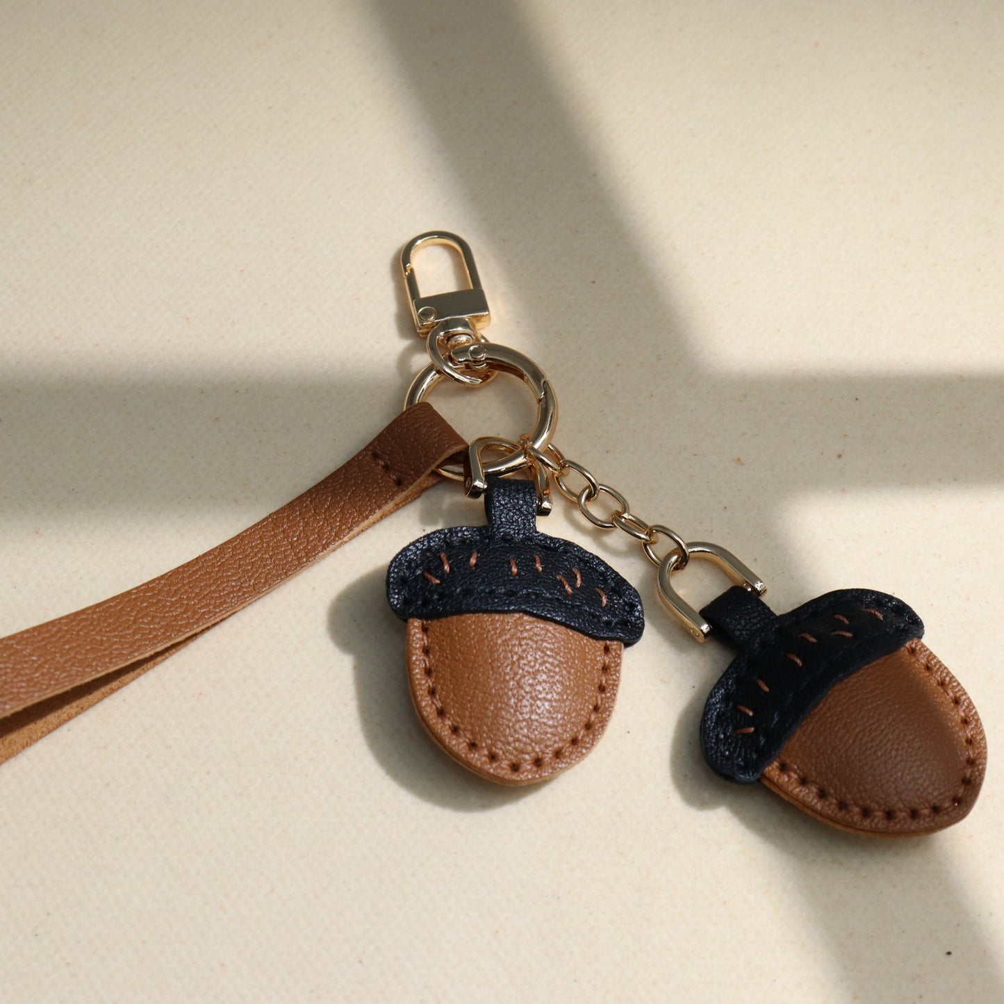 Leather Acorn Keychain