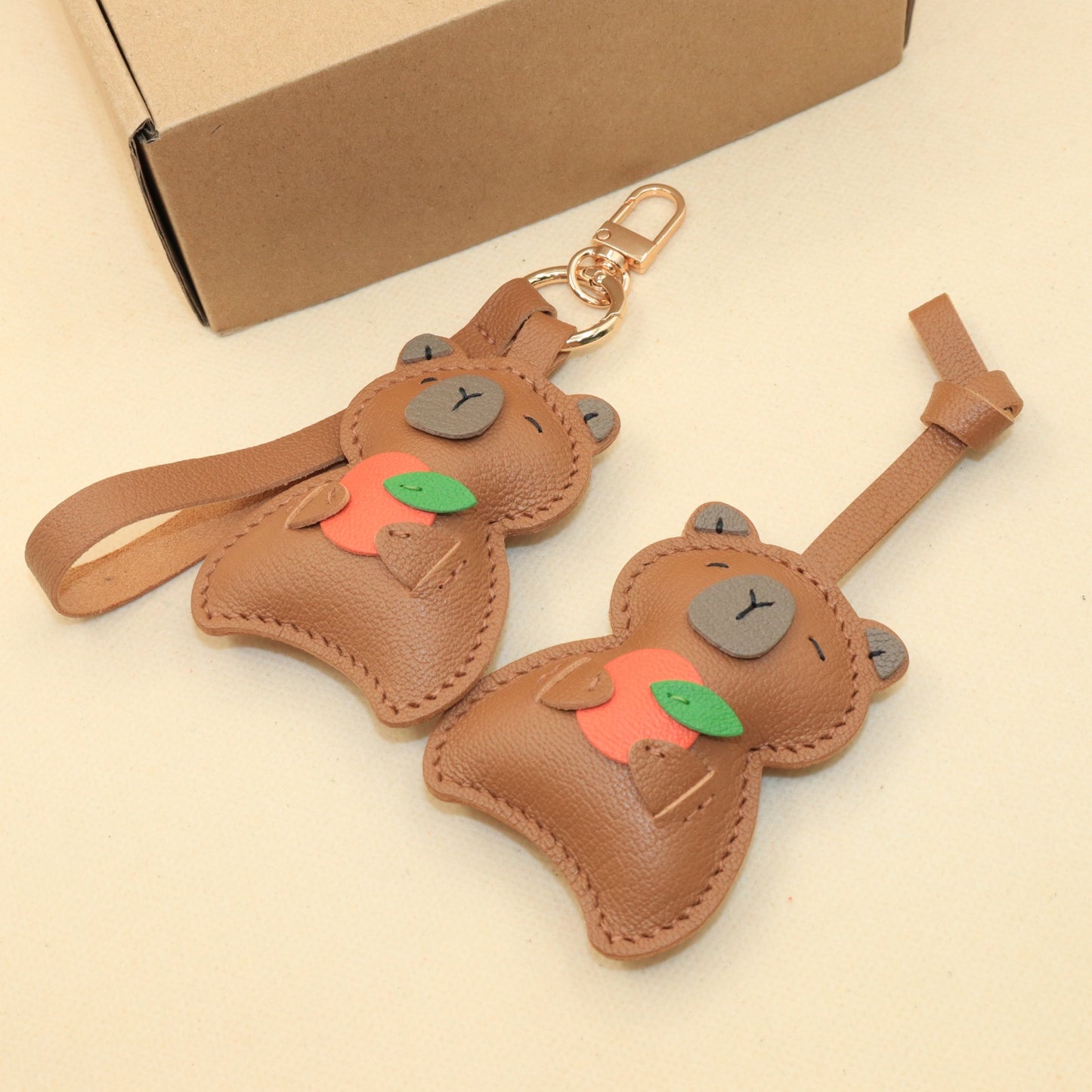 Leather Capybara Bag Charm & Keychain