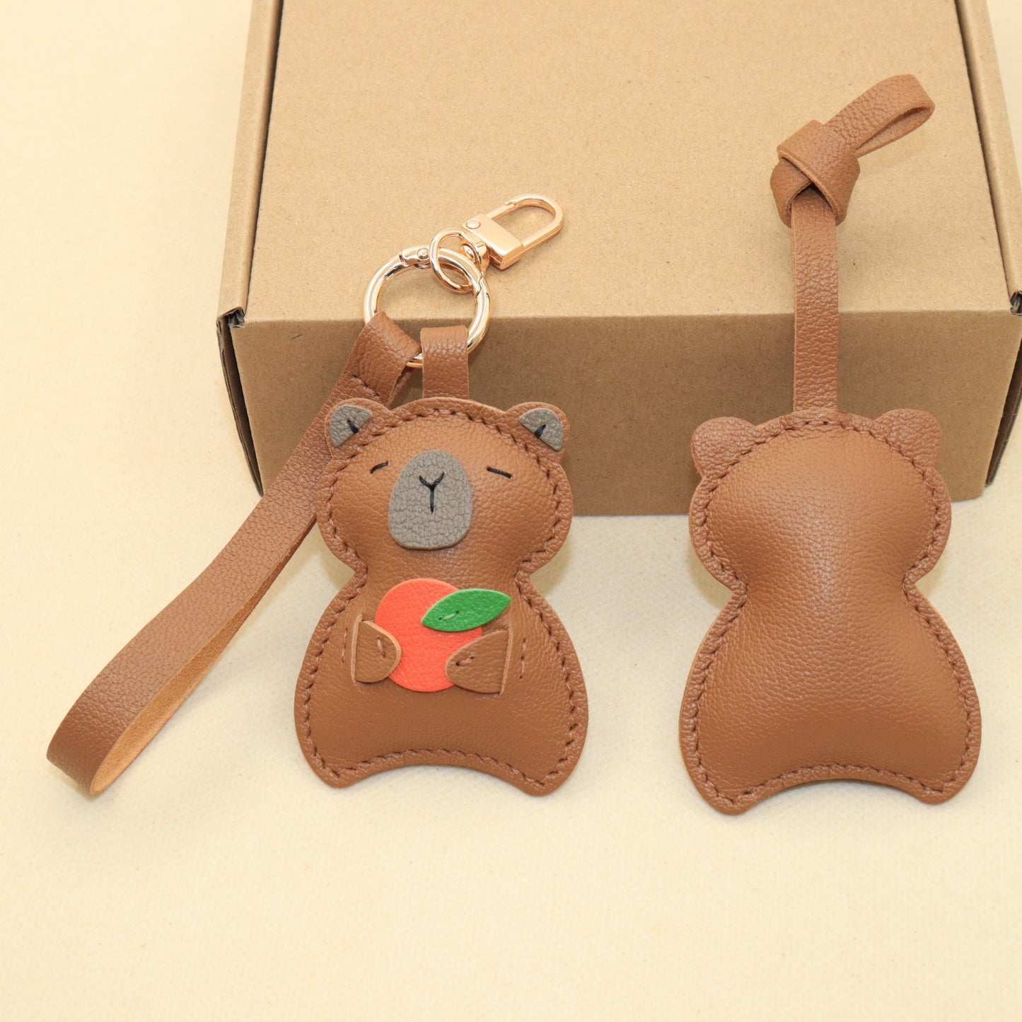 Leather Capybara Bag Charm & Keychain