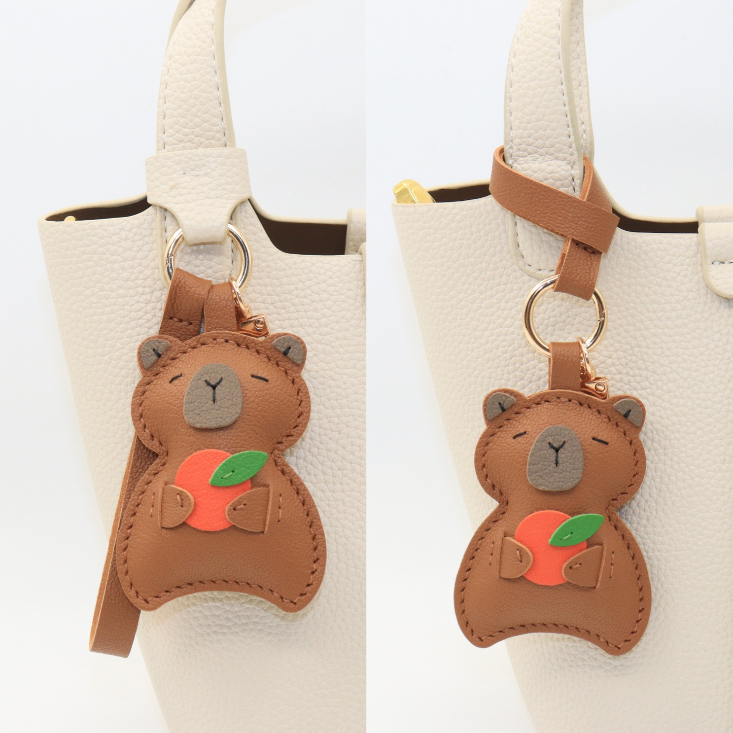 Leather Capybara Bag Charm & Keychain