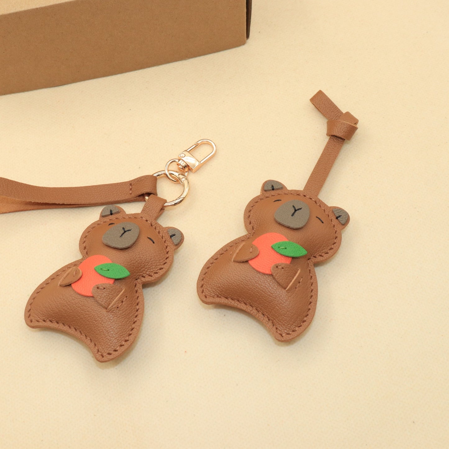 Leather Capybara Bag Charm & Keychain