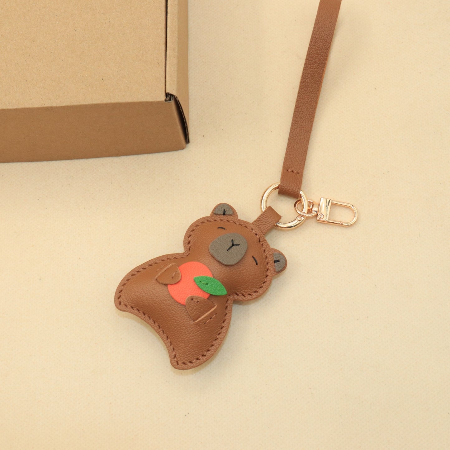 Leather Capybara Bag Charm & Keychain