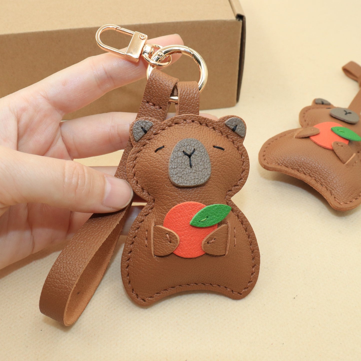 Leather Capybara Bag Charm & Keychain