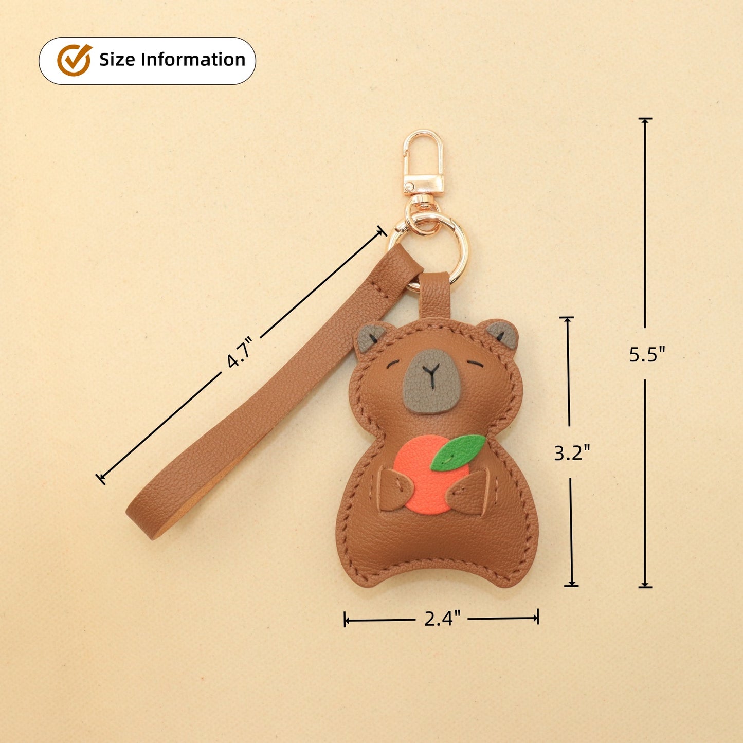 Leather Capybara Bag Charm & Keychain