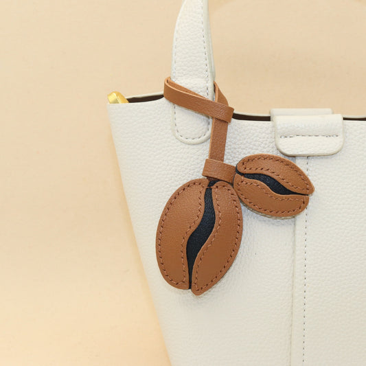 Leather Coffee Bean Bag Charm