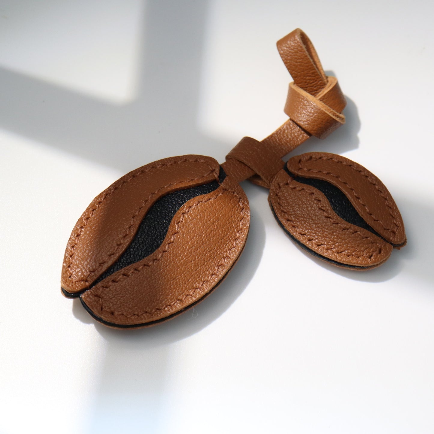 Leather Coffee Bean Bag Charm