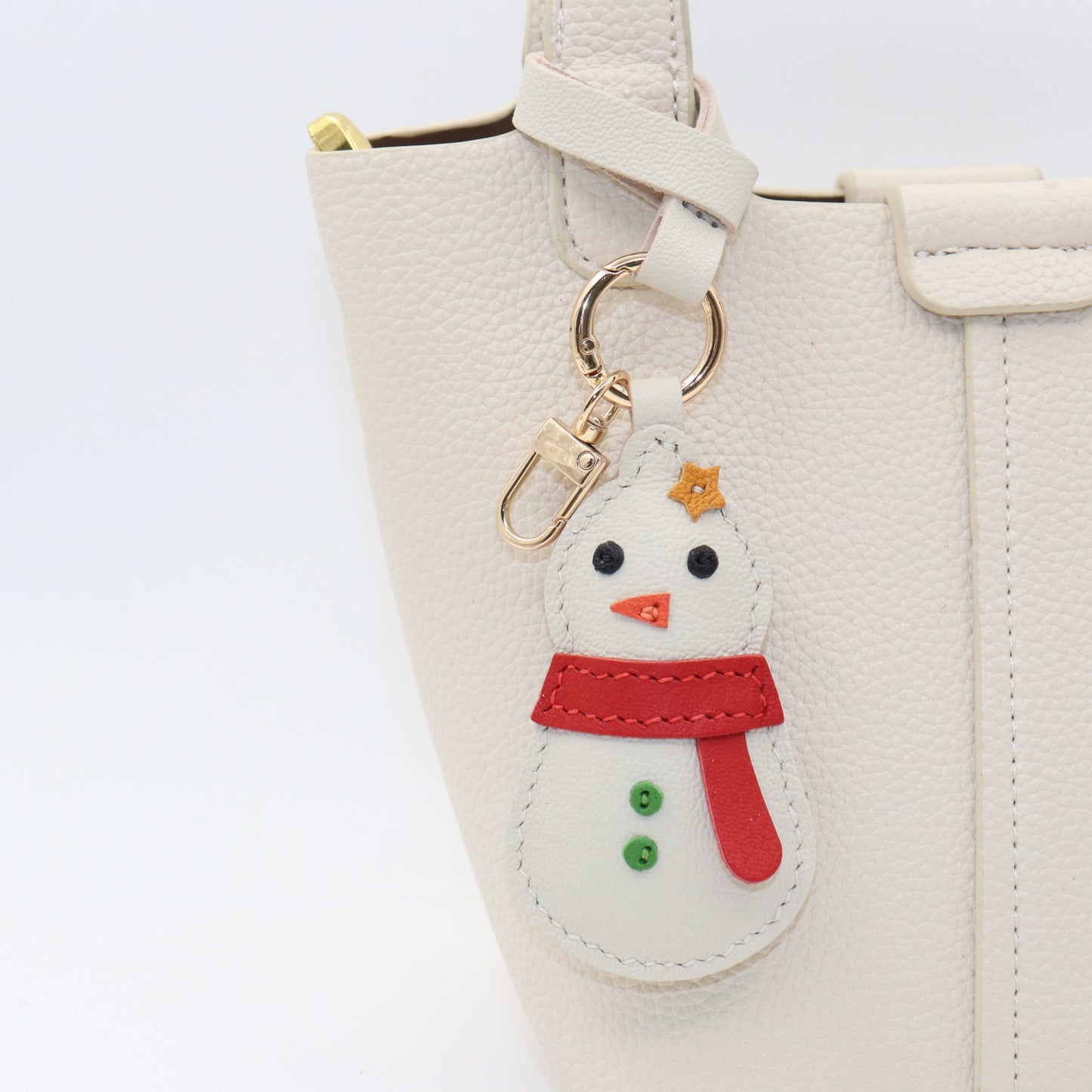 Leather Snowman Keychain