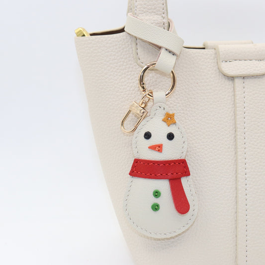 Leather Snowman Keychain