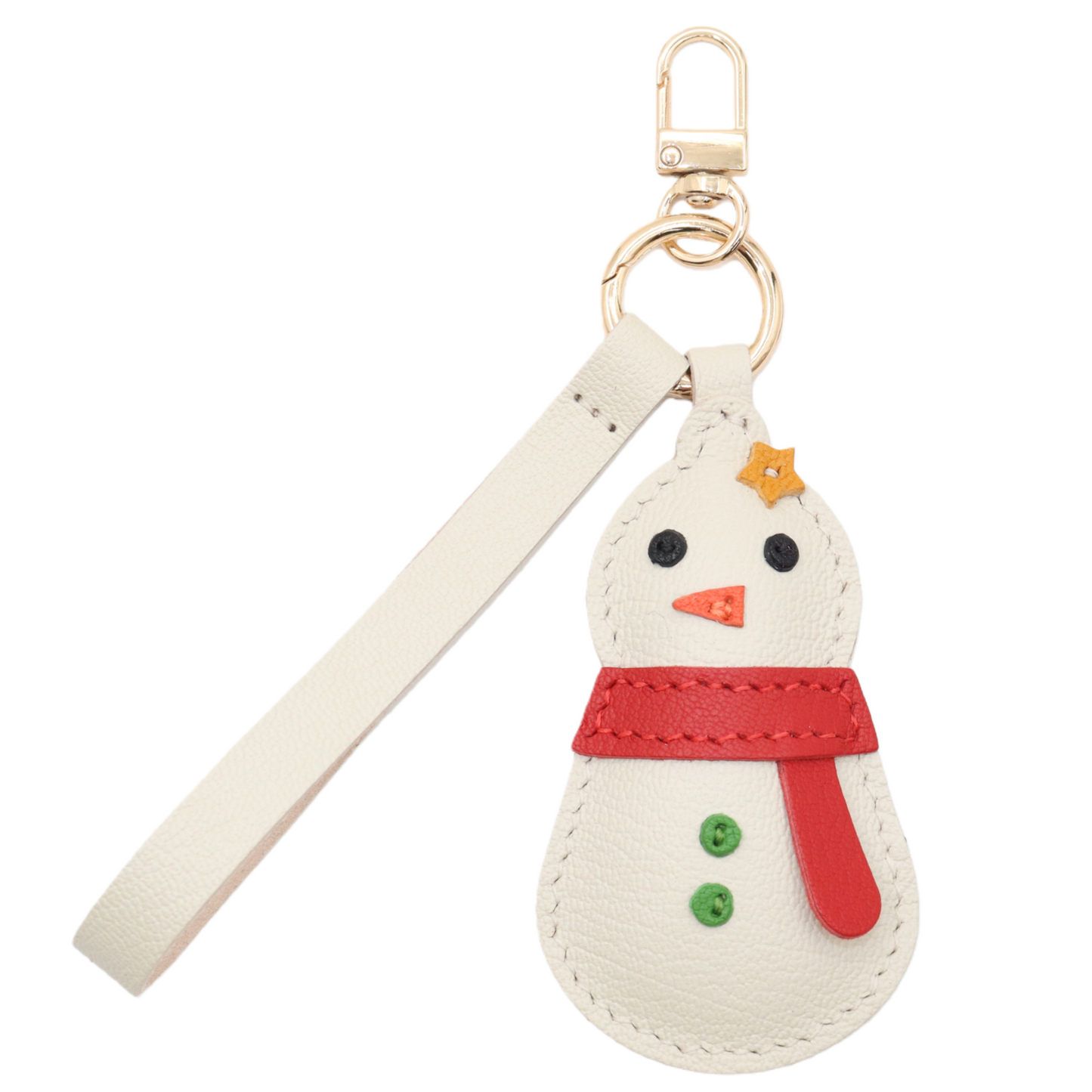 Leather Snowman Keychain
