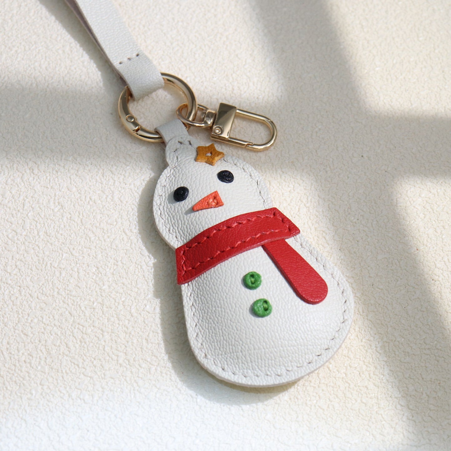 Leather Snowman Keychain