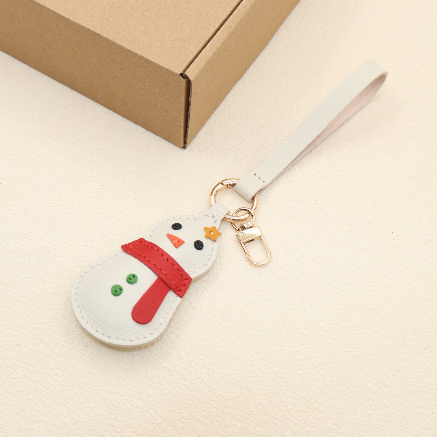 Leather Snowman Keychain