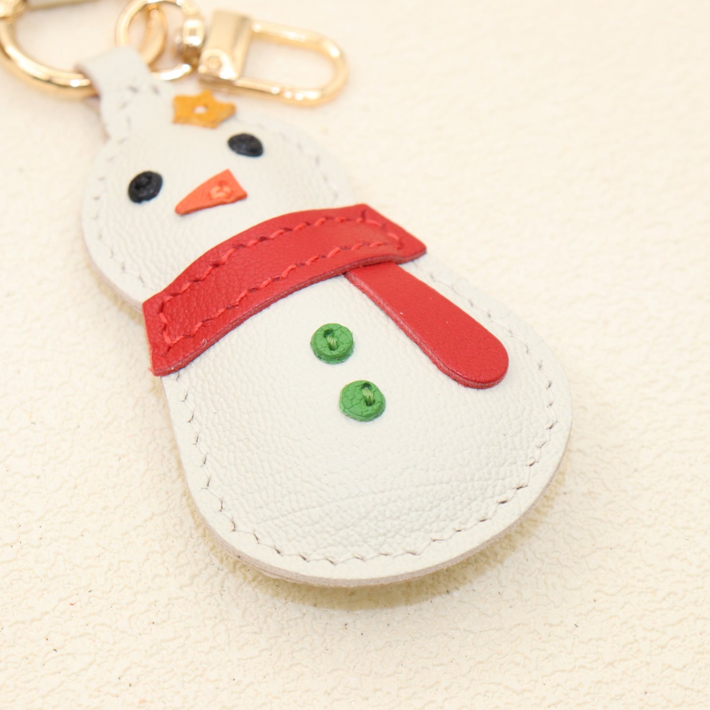 Leather Snowman Keychain