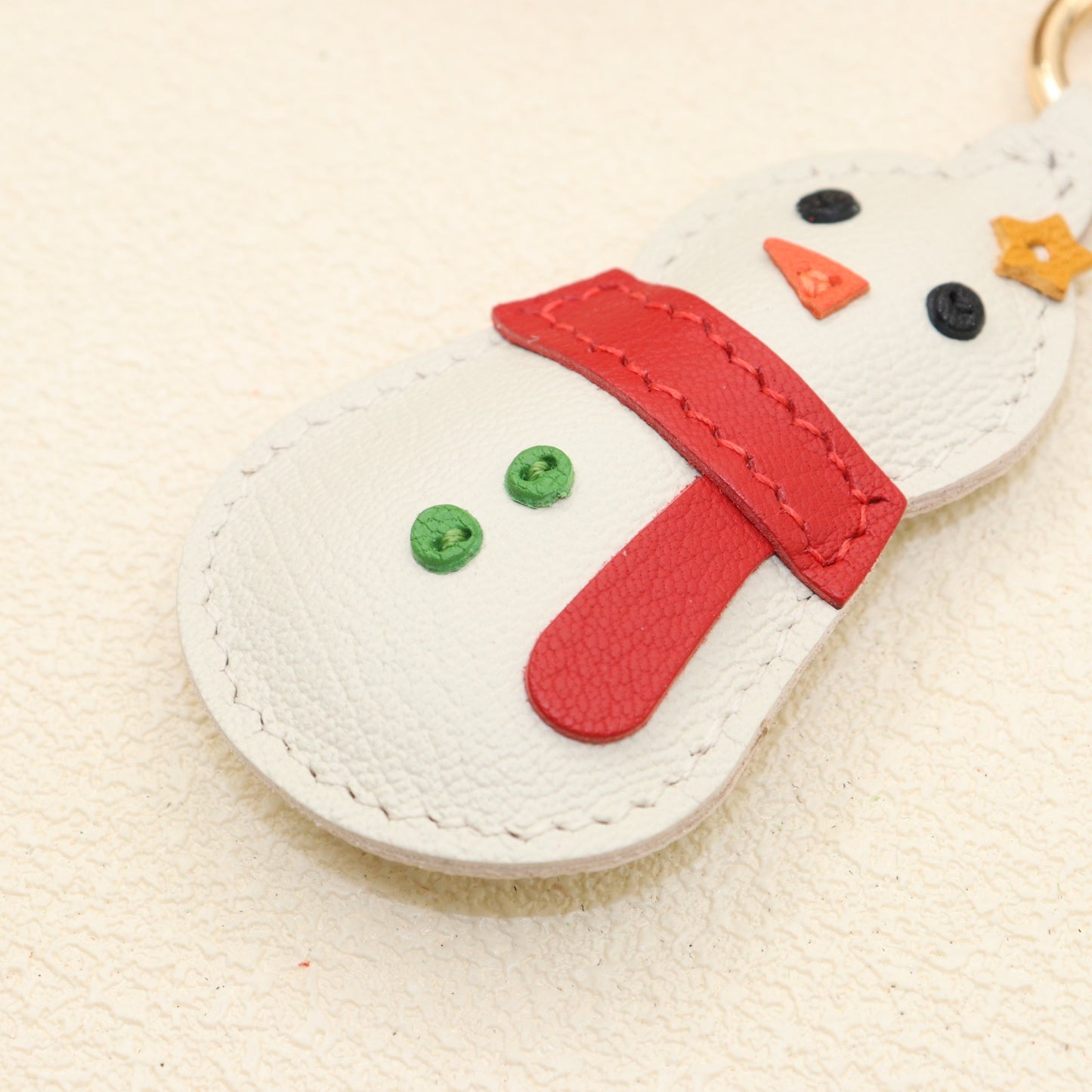 Leather Snowman Keychain