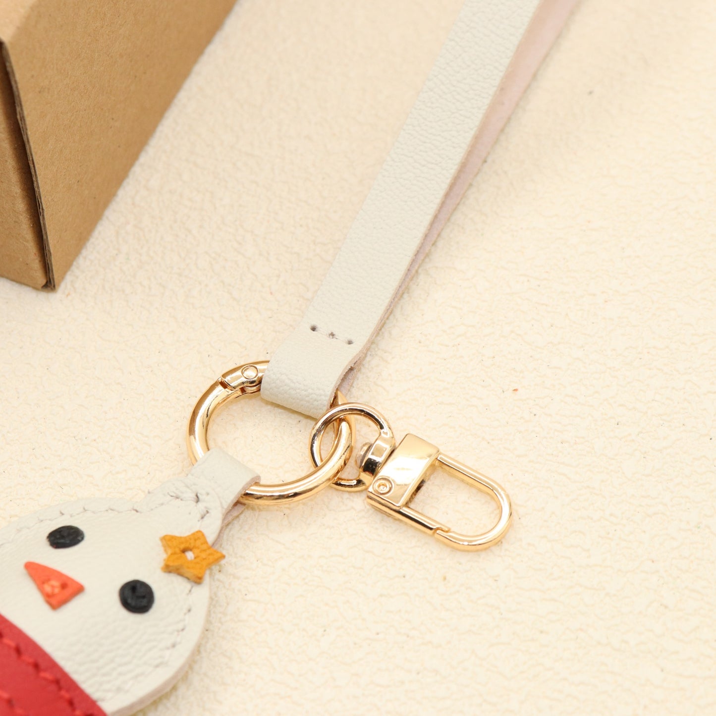 Leather Snowman Keychain
